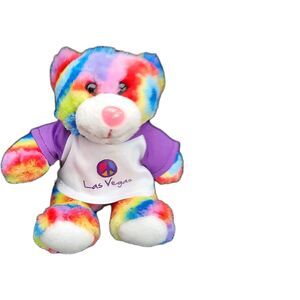 Peace Pals Multi Color Bear With New Orleans Shirt, Stuffed Animal Tie Dye Toy